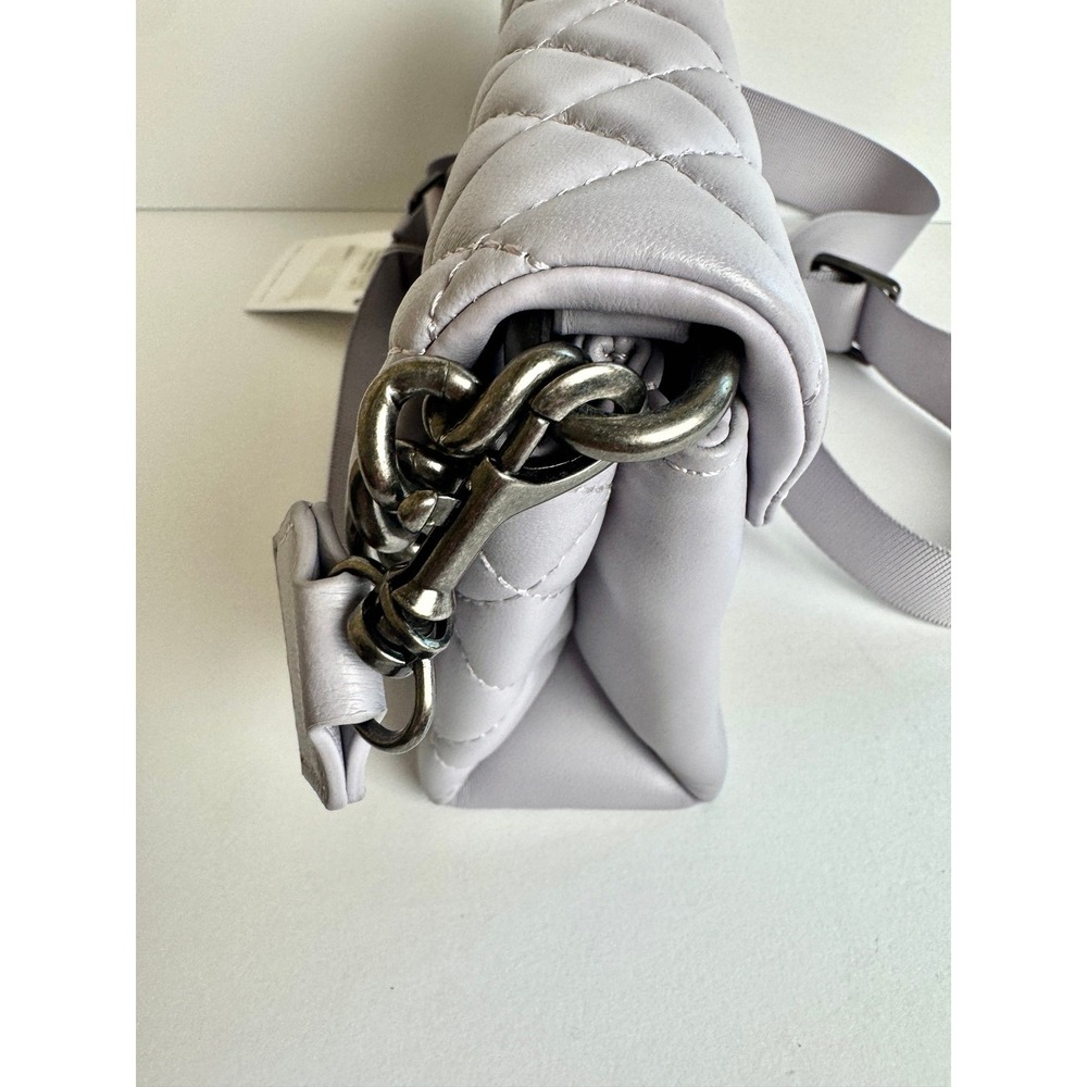 Kurt Geiger London Brixton Gray Quilted Leather Crossbody Chain Flap Bag NWT - Picture 7 of 16
